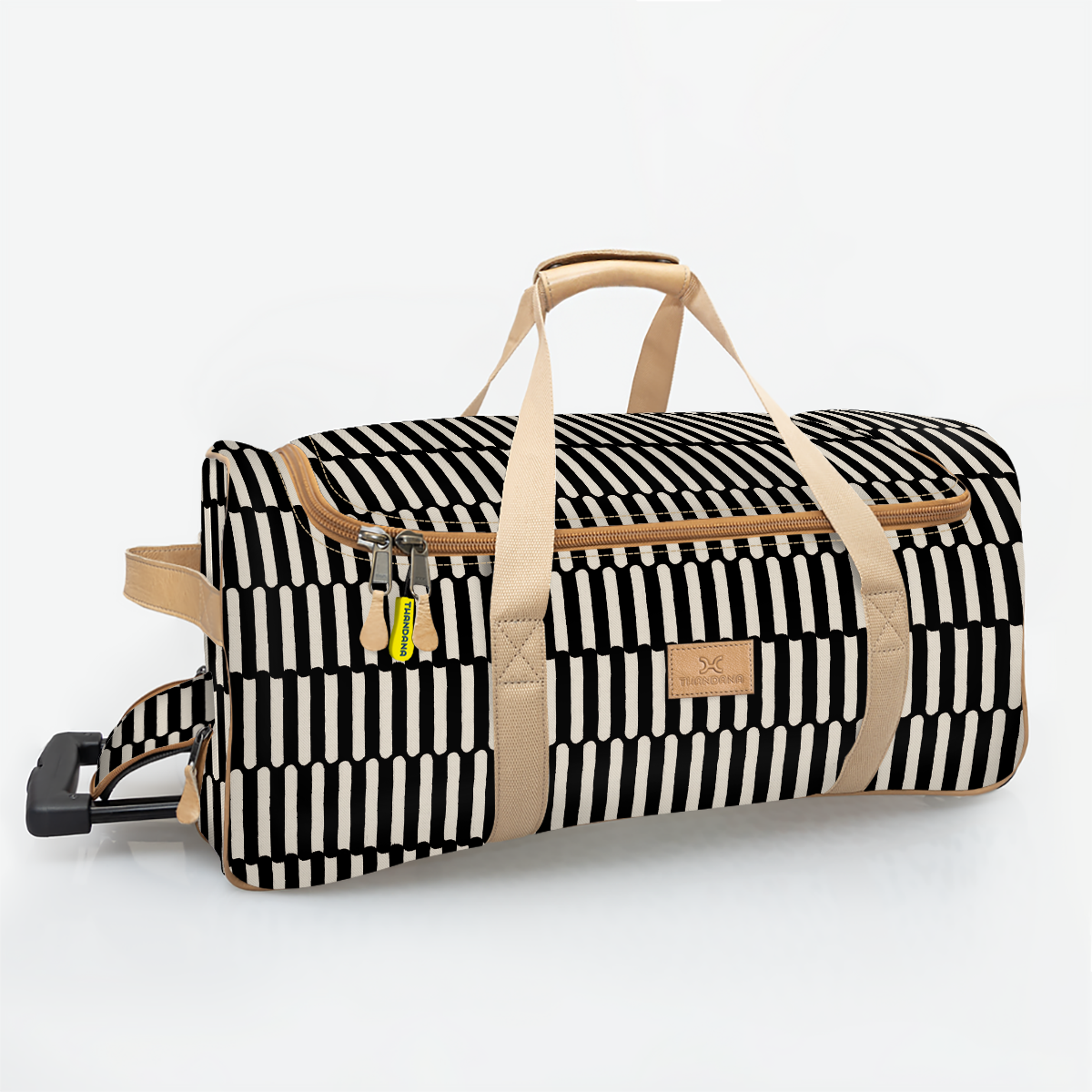 Kids Wheelie Travel Bag | Laminated Fabric with Genuine Leather - on Hold Till End April Indie - Pitch Large Weekender