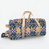 Kids Wheelie Travel Bag | Laminated Fabric with Genuine Leather Checker - Jet Large Weekender Luggage Bag by Thandana