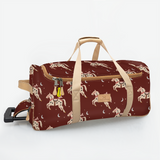 Kids Wheelie Travel Bag | Laminated Fabric with Genuine Leather Midnight Pony - Cherry Large Weekender Luggage Bag