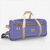 Kids Wheelie Travel Bag | Laminated Fabric with Genuine Leather Linear - Jet Large Weekender Luggage Bag by Thandana