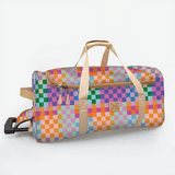 Kids Wheelie Travel Bag | Laminated Fabric with Genuine Leather Checker - Preppy Large Weekender Luggage Bag by Thandana