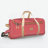 Kids Wheelie Travel Bag | Laminated Fabric with Genuine Leather Linear - Preppy Large Weekender Luggage Bag by Thandana