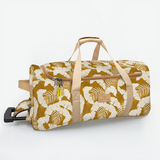 Kids Wheelie Travel Bag | Laminated Fabric with Genuine Leather Fauna - Earth Large Weekender Luggage Bag by Thandana