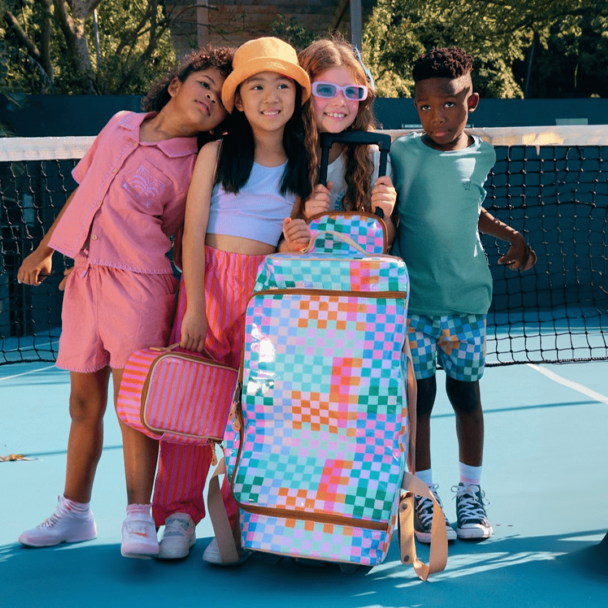 Kids Wheelie Travel Bag | Laminated Fabric with Genuine Leather Large Weekender Luggage Bag by Thandana