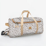 Kids Wheelie Travel Bag | Laminated Fabric with Genuine Leather Seeds - White Large Weekender Luggage Bag by Thandana
