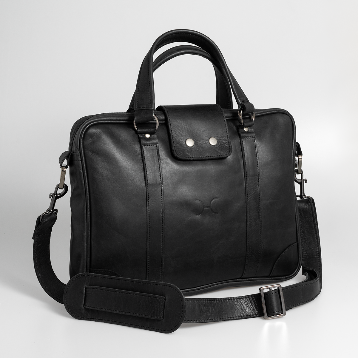 Laptop 15’ Bag | Genuine Leather | Corporate Black Leather / Gunmetal (default) Laptop Bag Leather by Thandana