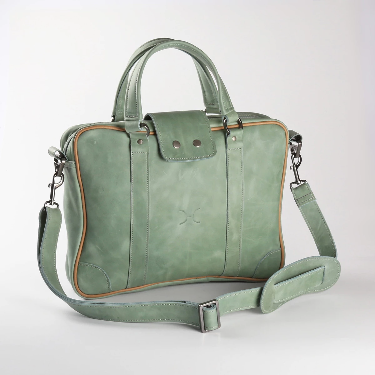 Laptop 15’ Bag | Genuine Leather | Corporate Green Leather / Gunmetal (default) Laptop Bag Leather by Thandana