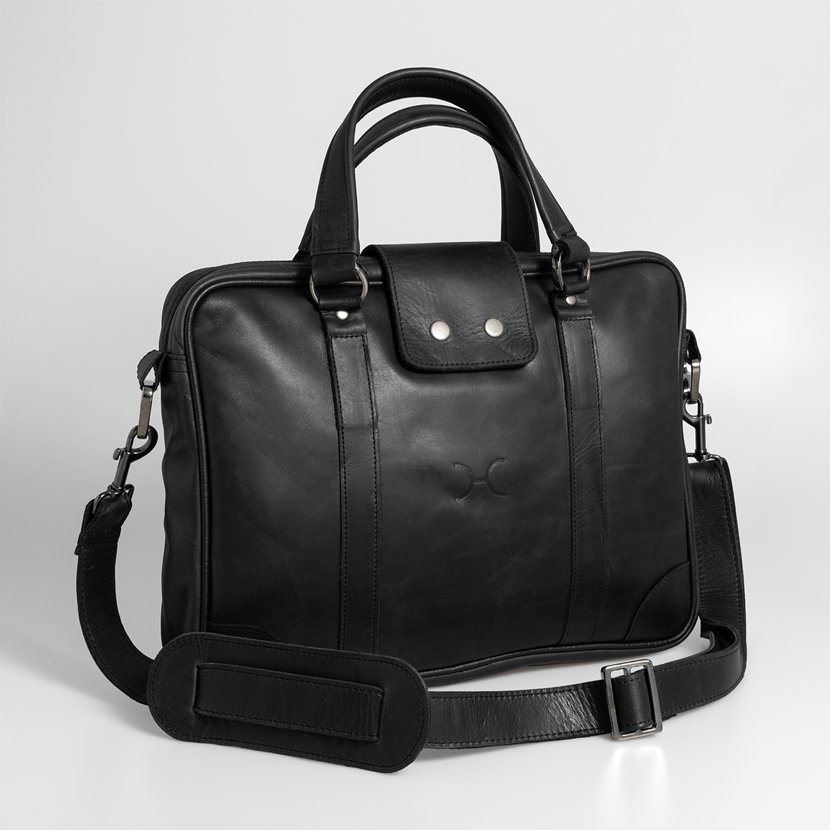 Laptop Bag 15’ | Genuine Leather Black Leather / Gunmetal (default) Laptop Bag Leather by Thandana