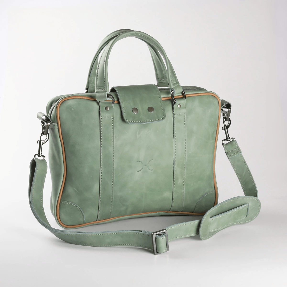Laptop Bag 15’ | Genuine Leather Green Leather / Gunmetal (default) Laptop Bag Leather by Thandana