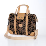 Laptop Bag 15’ | Laminated Fabric Cheetah - Coffee / Chunky Zip Laptop Fabric Bag by Thandana