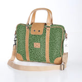 Laptop Bag 15’ | Laminated Fabric Cheetah - Olive / Chunky Zip (new) Laptop Fabric Bag by Thandana