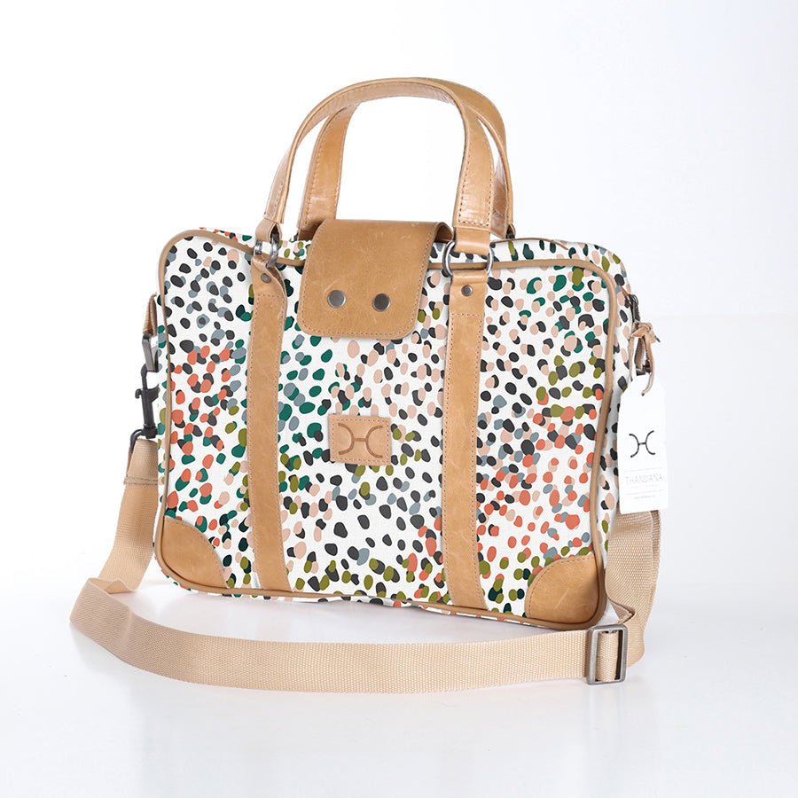 Laptop Bag 15’ | Laminated Fabric Confetti - its All About / Chunky Zip (new) Laptop Fabric Bag by Thandana