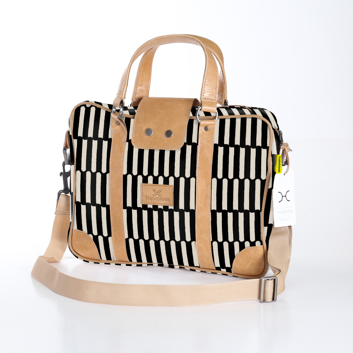 Laptop Bag 15’ | Laminated Fabric India - Pitch / Chunky Zip (new) Laptop Fabric Bag by Thandana