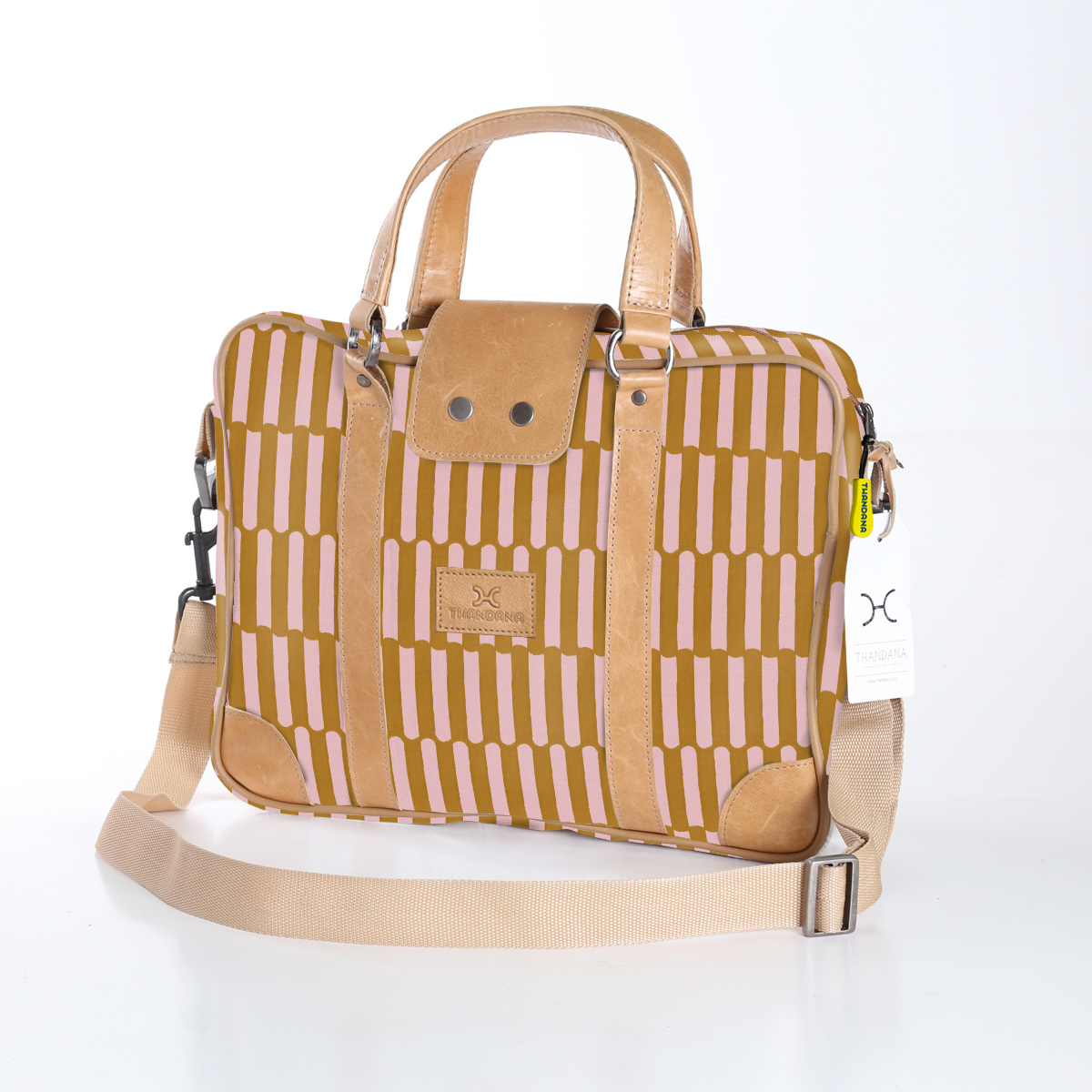 Laptop Bag 15’ | Laminated Fabric India - Sunset / Chunky Zip (new) Laptop Fabric Bag by Thandana