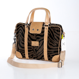 Laptop Bag 15’ | Laminated Fabric Nomad Stripe - Coffee / Chunky Zip (new) Laptop Fabric Bag by Thandana