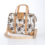 Laptop Bag 15’ | Laminated Fabric Palm - Neutral / Chunky Zip Laptop Fabric Bag by Thandana