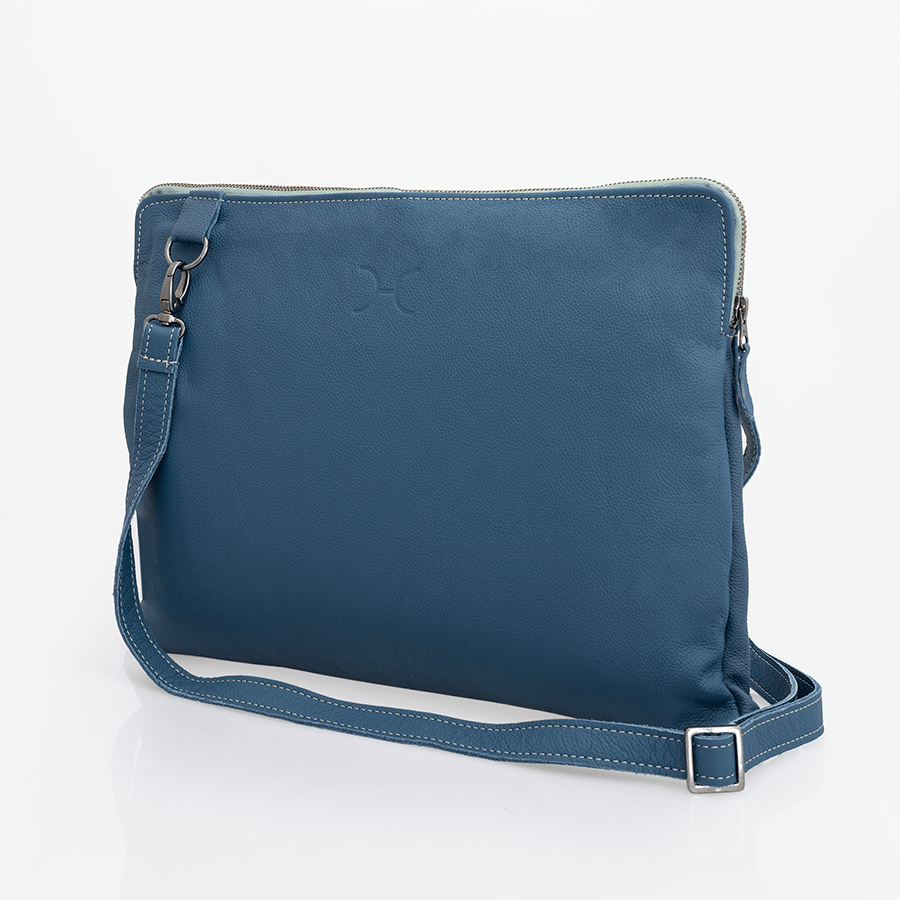 Laptop Sling 15’ | Genuine Leather Aqua Leather / Gunmetal (default) Laptop Bag Leather by Thandana