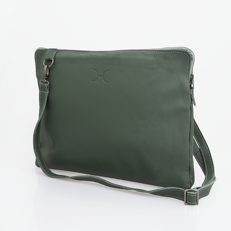 Laptop Sling 15’ | Genuine Leather Basil Leather / Gunmetal (default) Laptop Bag Leather by Thandana