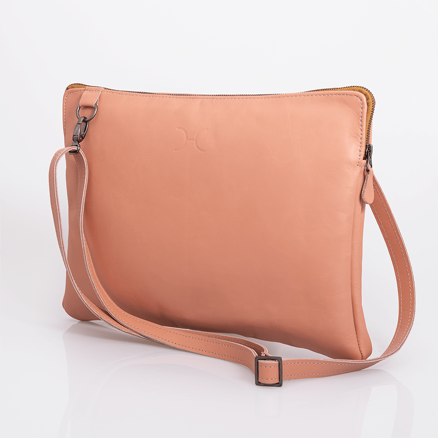 Laptop Sling 15’ | Genuine Leather Coral Leather / Gunmetal (default) Laptop Bag Leather by Thandana