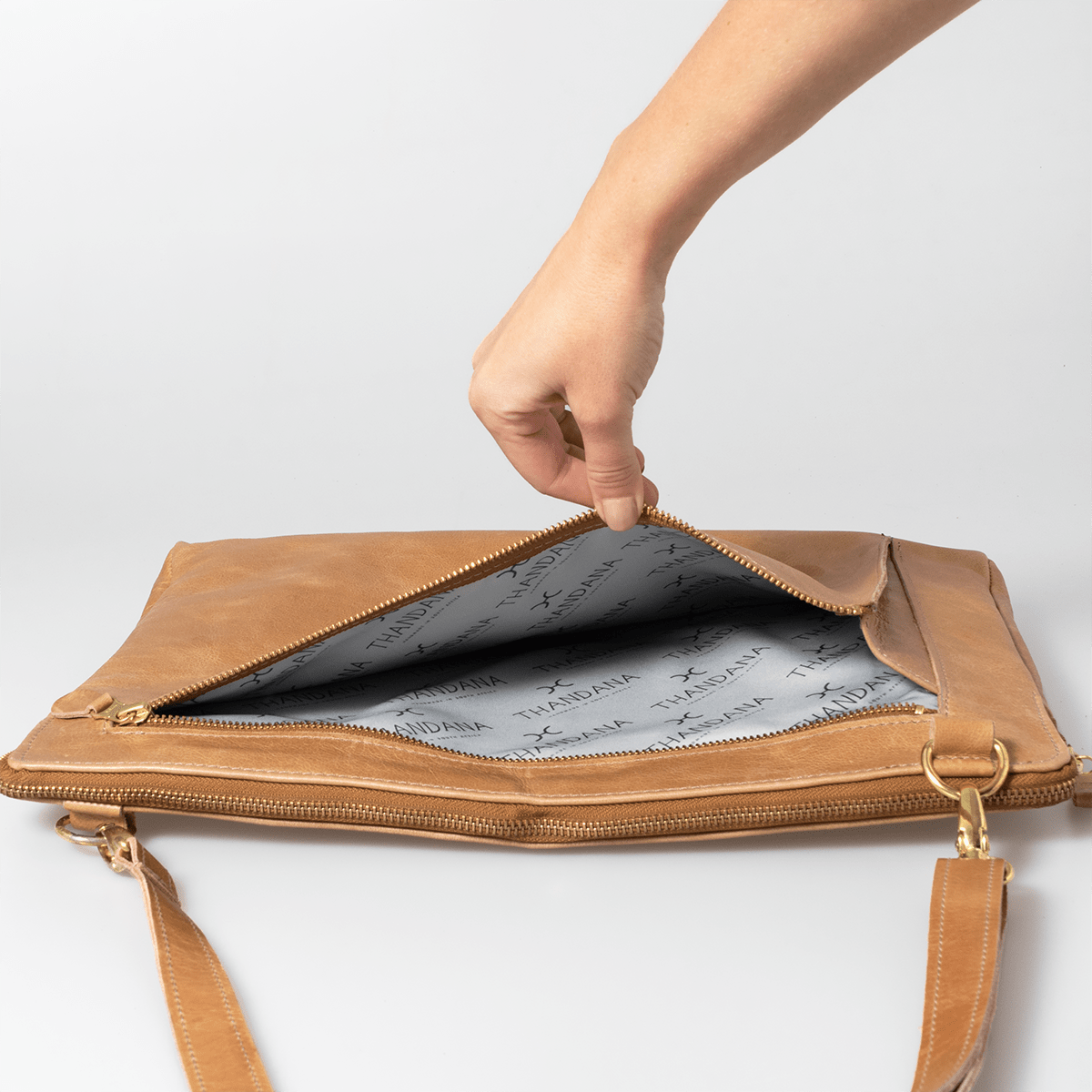 Laptop Sling 15’ | Genuine Leather Hazelnut Leather / Gunmetal (default) Laptop Bag Leather by Thandana
