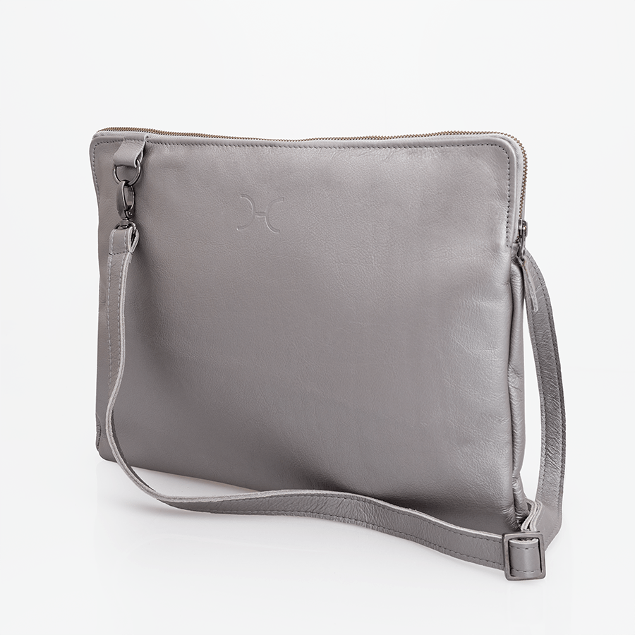 Laptop Sling 15’ | Genuine Leather Pewter Leather / Gunmetal (default) Laptop Bag Leather by Thandana