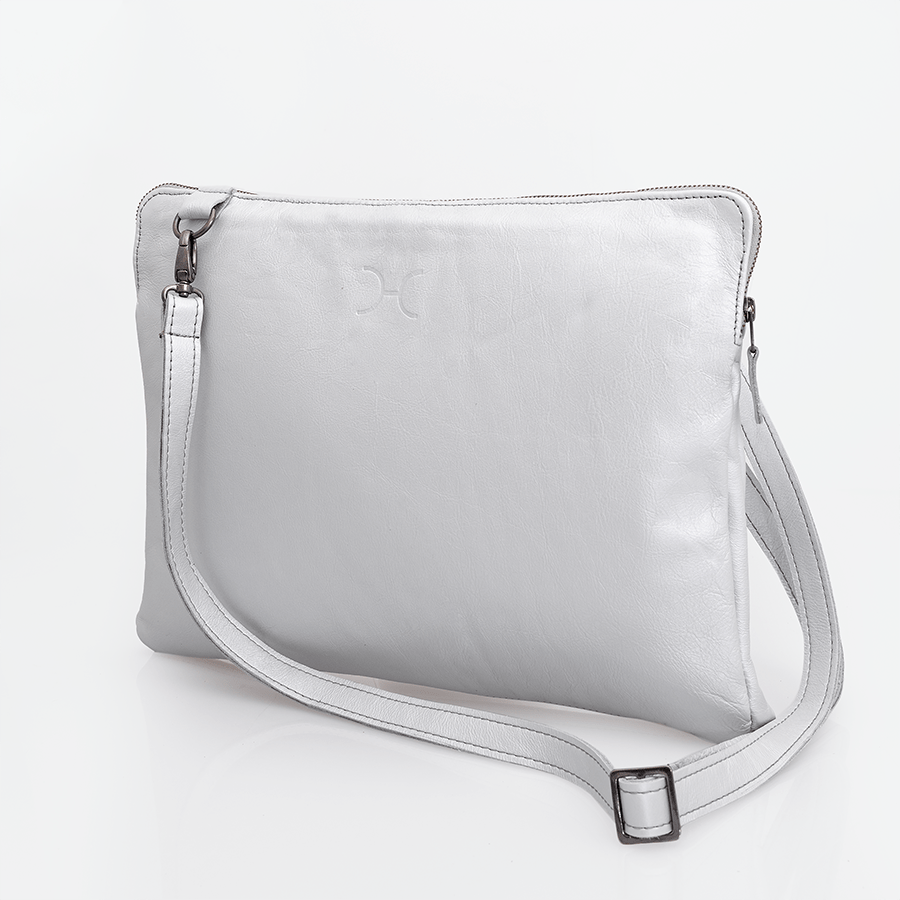 Laptop Sling 15’ | Genuine Leather Silver Leather / Gunmetal (default) Laptop Bag Leather by Thandana