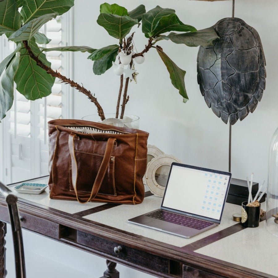 Laptop Tote Handbag | Genuine Leather Handbag by Thandana