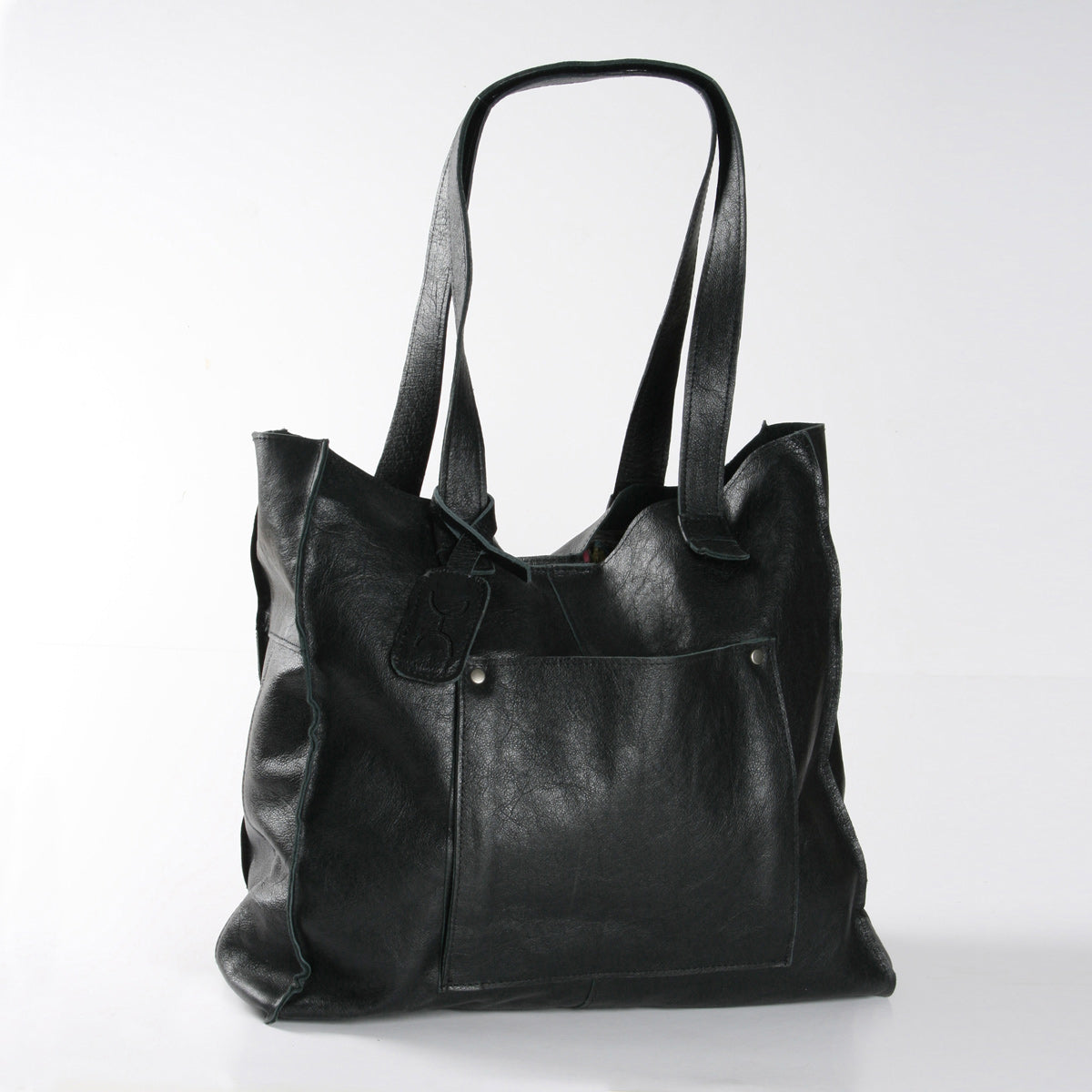 Laptop Zipper Tote Handbag | Genuine Leather | Corporate Black Leather / Gunmetal (default) Handbag by Thandana