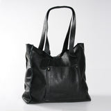 Laptop Zipper Tote Handbag | Genuine Leather | Corporate Black Leather / Gunmetal (default) Handbag by Thandana