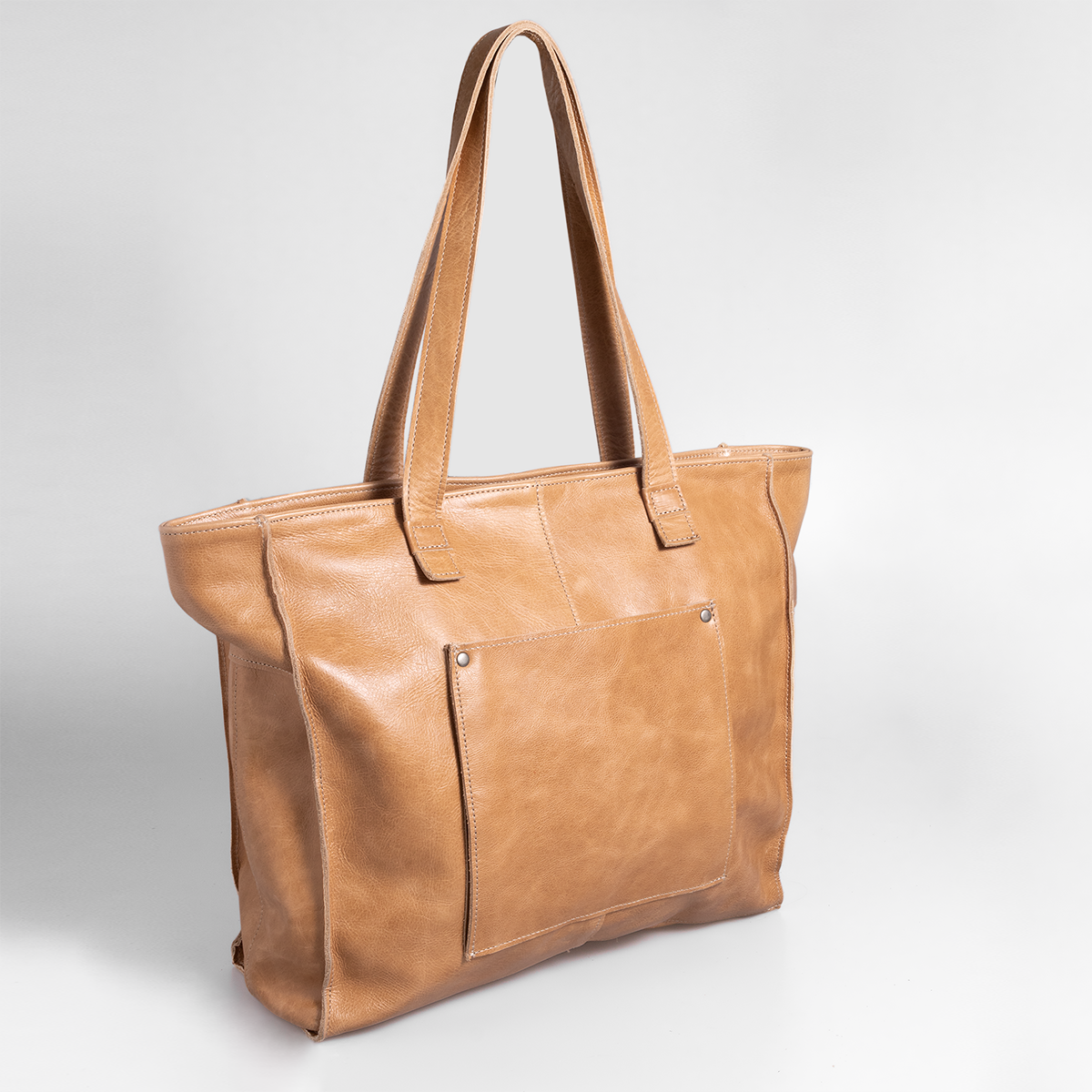 Laptop Zipper Tote Handbag | Genuine Leather | Corporate Hazelnut Leather / Gunmetal (default) Handbag by Thandana