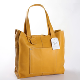 Laptop Zipper Tote Handbag | Genuine Leather | Corporate Mustard Leather / Gunmetal (default) Handbag by Thandana