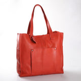 Laptop Zipper Tote Handbag | Genuine Leather | Corporate Red Leather / Gunmetal (default) Handbag by Thandana