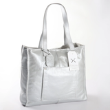 Laptop Zipper Tote Handbag | Genuine Leather | Corporate Silver Leather / Gunmetal (default) Handbag by Thandana