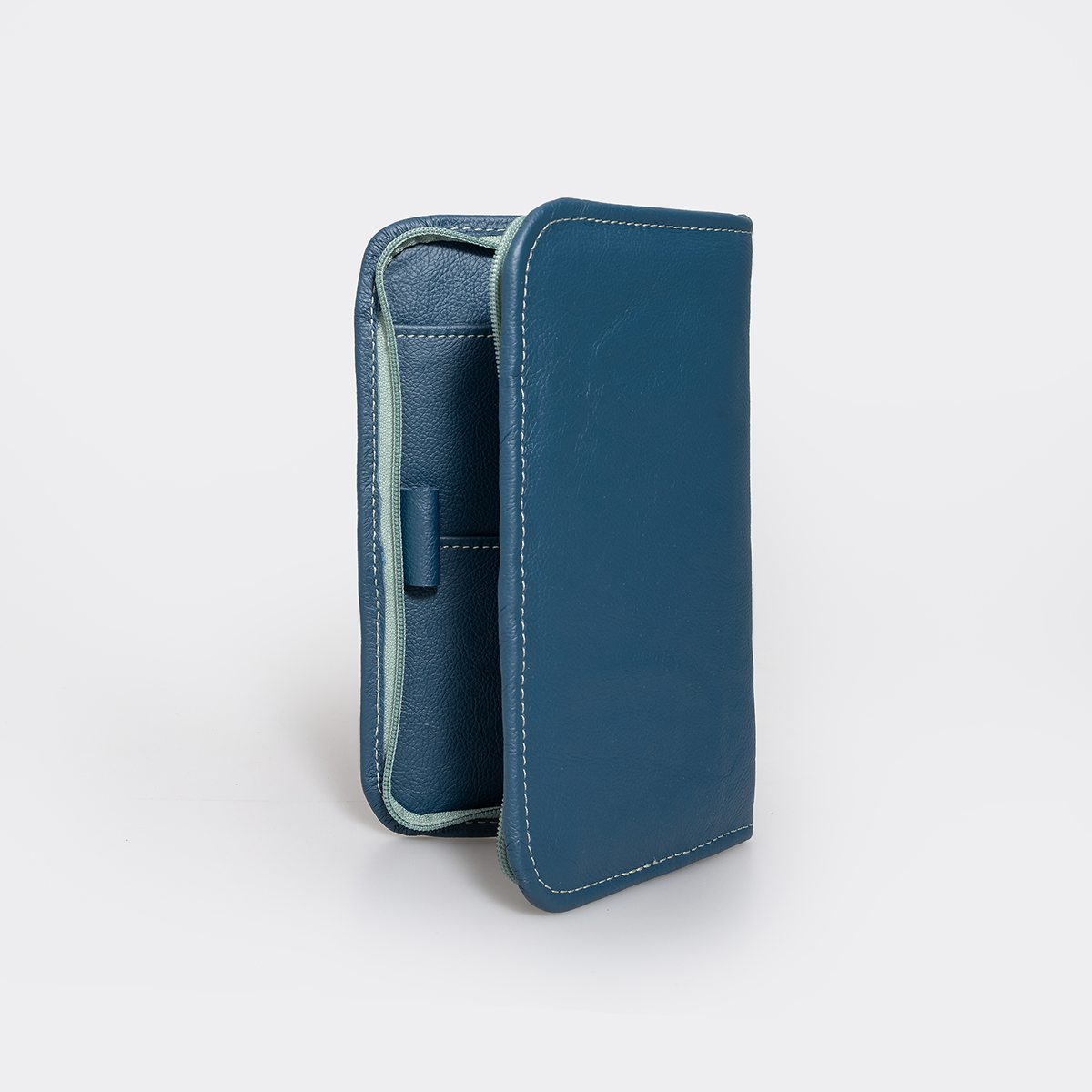 Large Travel Wallet | Genuine Leather | Corporate Aqua Leather Travel Wallet Leather by Thandana