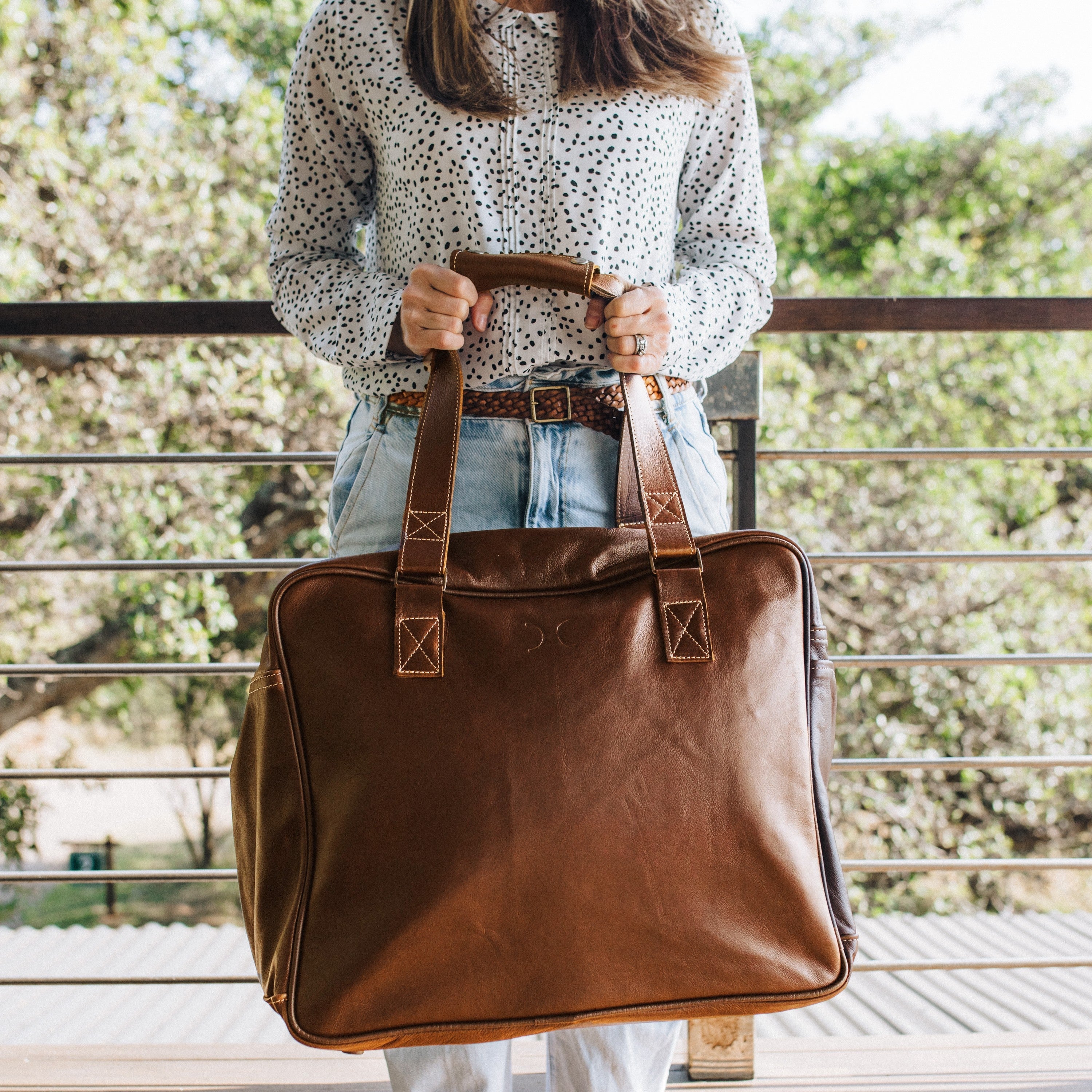 Large Weekender Luggage | Genuine Leather Large Weekender Luggage Bag by Thandana