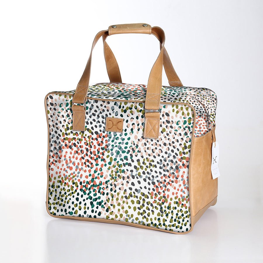 Large Weekender Luggage | Laminated Fabric with Genuine Leather Confetti - All About / Chunky Zip Large Weekender