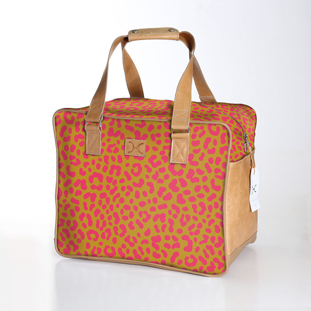 Large Weekender Luggage | Laminated Fabric with Genuine Leather Large Weekender Luggage Bag by Thandana