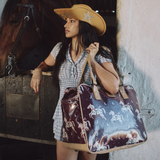 Large Weekender Luggage | Laminated Fabric with Genuine Leather Large Weekender Luggage Bag by Thandana