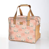 Large Weekender Luggage | Laminated Fabric with Genuine Leather Crazy Daisy - Blush / Chunky Zip Large Weekender