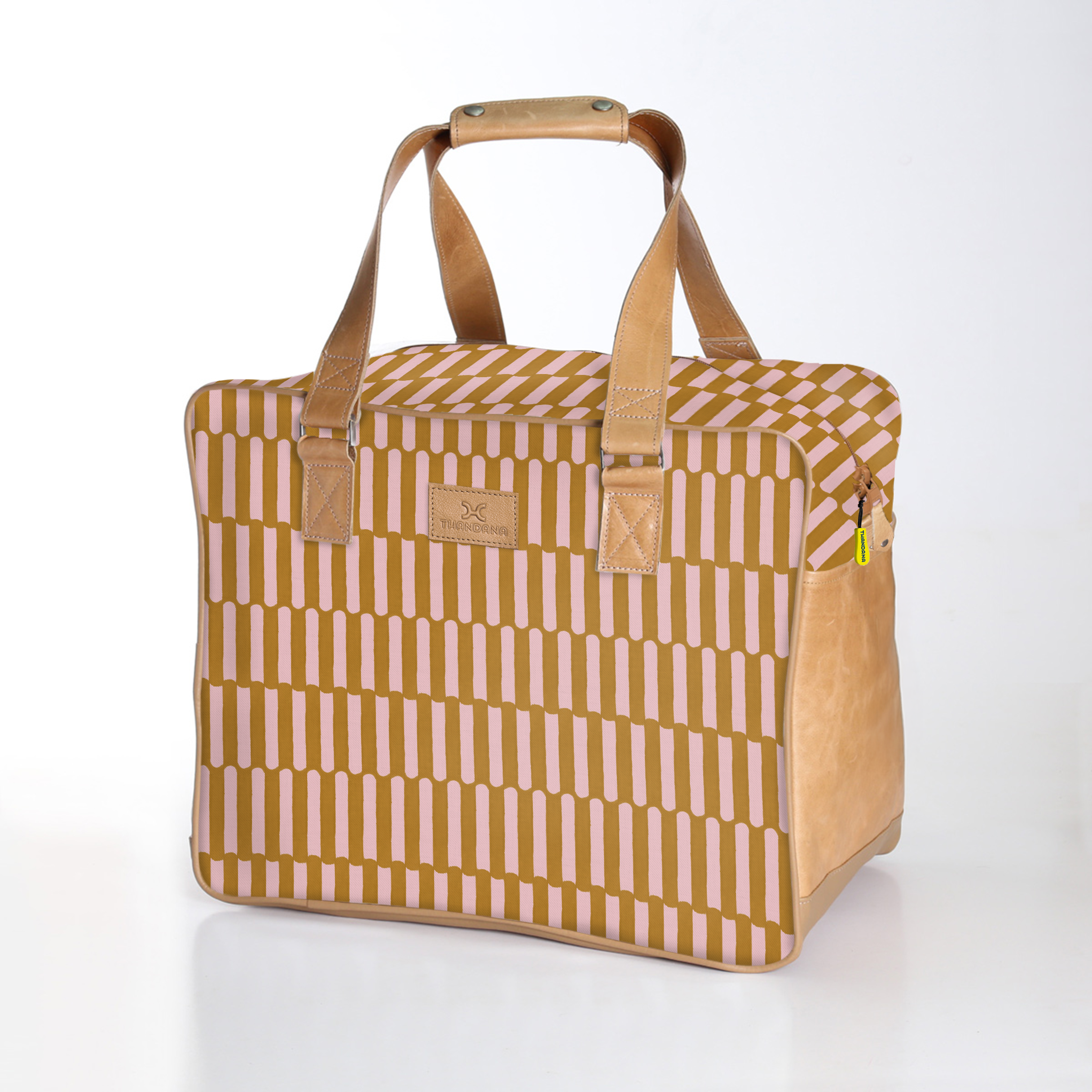 Large Weekender Luggage | Laminated Fabric with Genuine Leather Indie - Sunset / Chunky Zip Large Weekender Luggage Bag