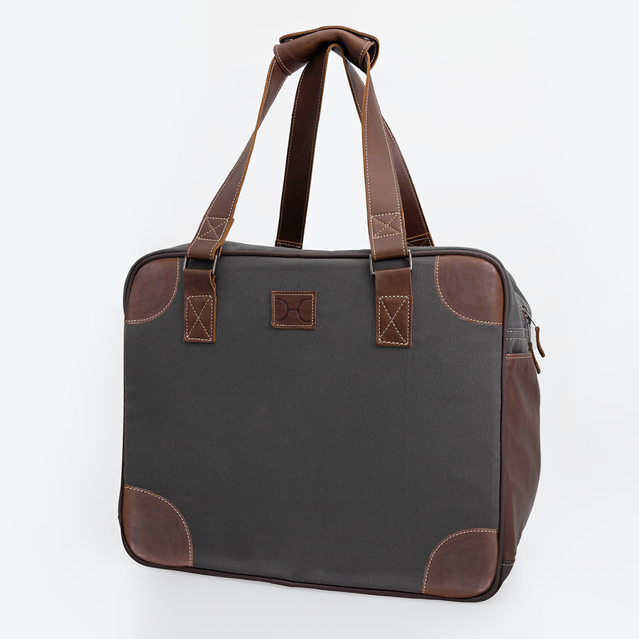 Large Weekender Luggage | Wax Canvas with Genuine Leather Large Weekender Luggage Bag by Thandana