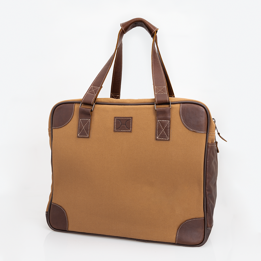 Large Weekender Luggage | Wax Canvas with Genuine Leather Large Weekender Luggage Bag by Thandana