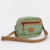 Lipstick Bag | Laminated Fabric with Genuine Leather Cheetah - Olive Lipstick Bag by Thandana
