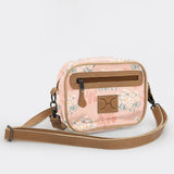 Lipstick Bag | Laminated Fabric with Genuine Leather Crazy Daisy - Blush Lipstick Bag by Thandana