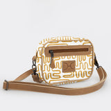 Lipstick Bag | Laminated Fabric with Genuine Leather Geo - Sand Lipstick Bag by Thandana