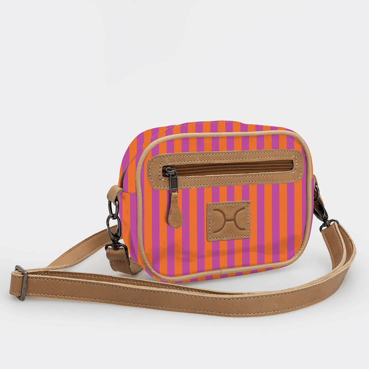 Lipstick Bag | Laminated Fabric with Genuine Leather Linear - Preppy Lipstick Bag by Thandana