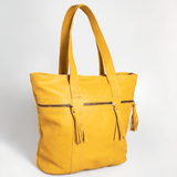 Lolly Oversize Handbag | Genuine Leather Mustard Leather / Gunmetal (default) Handbag by Thandana
