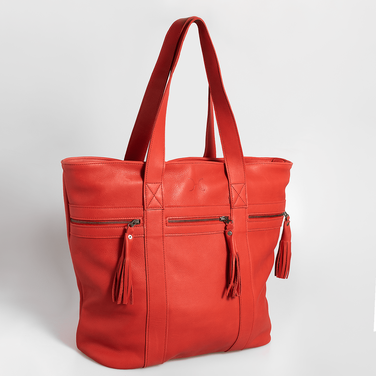 Lolly Oversize Handbag | Genuine Leather Red Leather / Gunmetal (default) Handbag by Thandana