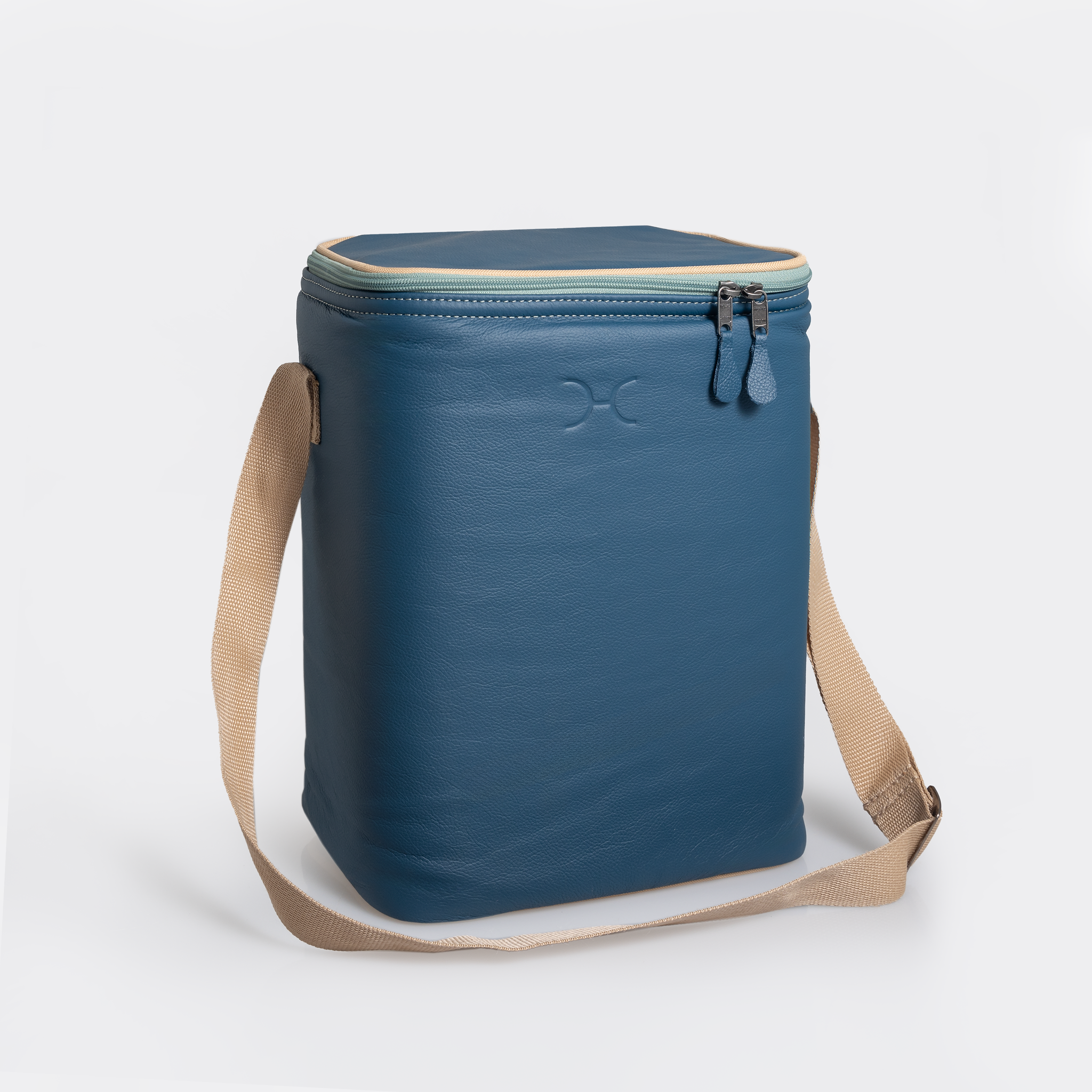 Long Tom Wine Cooler | Genuine Leather & Hard Inner Bin | Corporate Aqua Leather Beverage Cooler by Thandana