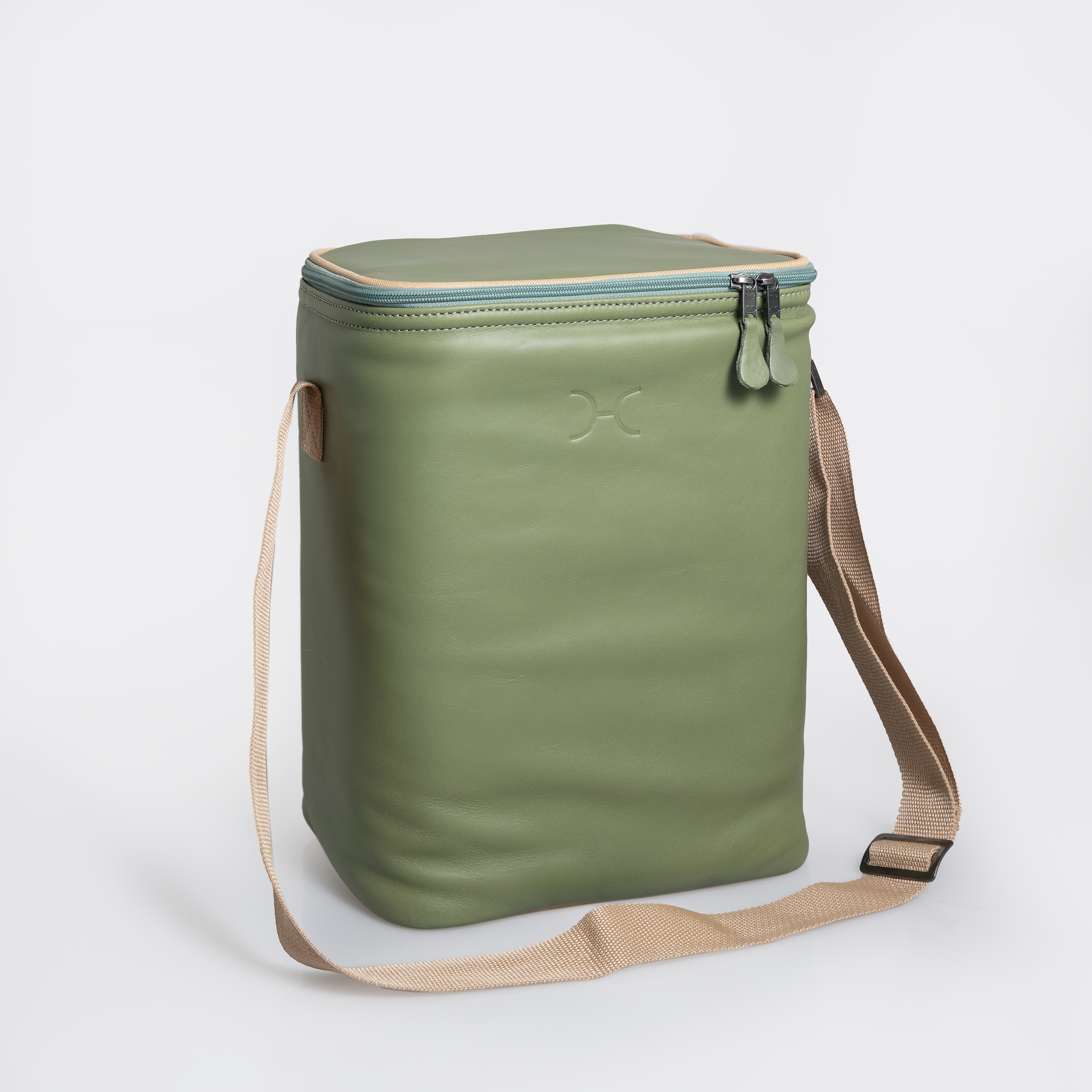 Long Tom Wine Cooler | Genuine Leather & Hard Inner Bin | Corporate Green Leather Beverage Cooler by Thandana